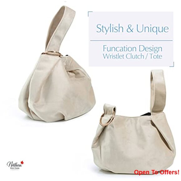 Velvet Top Handle Bag Wristlet Clutch with Magnetic Snap - Picture 3 of 6